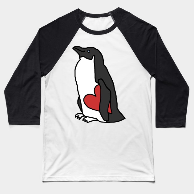 Penguin Holding Your Heart of Love on Valentines Day Baseball T-Shirt by ellenhenryart